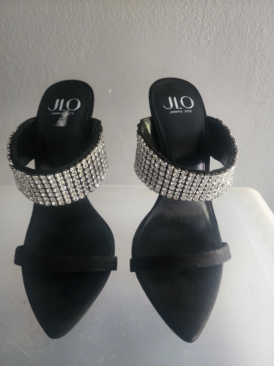 Jennifer Lopez Shoes - Jennifer Lopez by Jennifer Lopez Black Crystal-Embellished Mule Heels